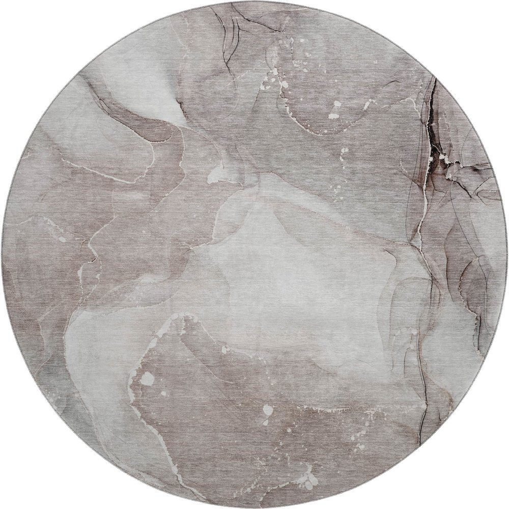 Premium Machine Washable Mayfield  Taupe 8' x 8' Round Rug. Picture 1