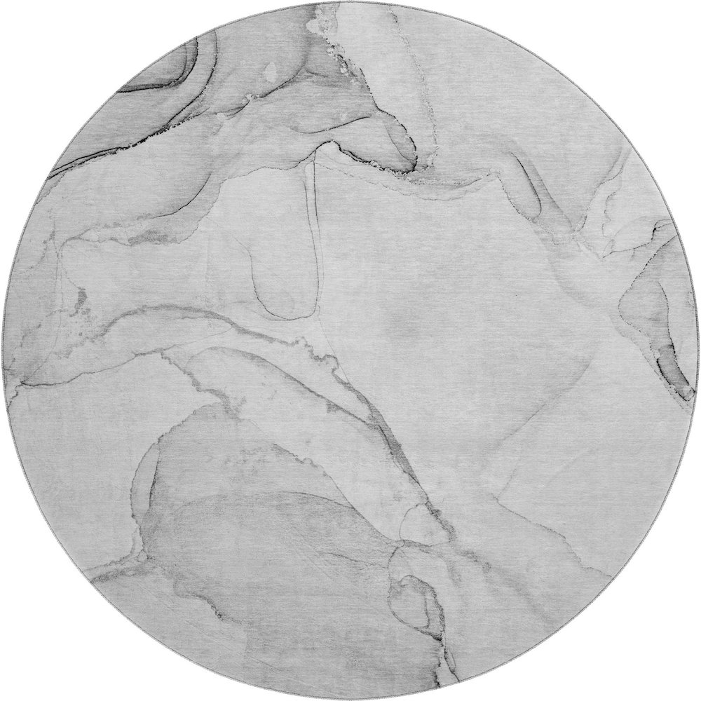 Premium Machine Washable Mayfield  Silver 8' x 8' Round Rug. Picture 1