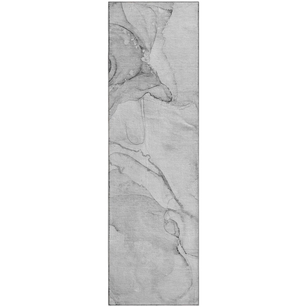 Premium Machine Washable Mayfield  Silver 2'3" x 7'6" Runner Rug. Picture 1