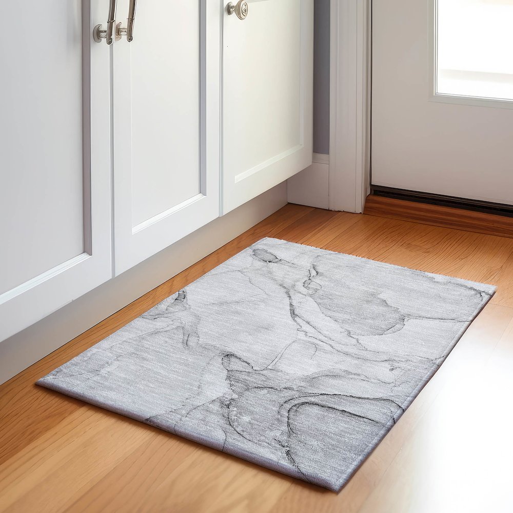 Premium Machine Washable Mayfield  Silver 1'8" x 2'6" Rug. Picture 5