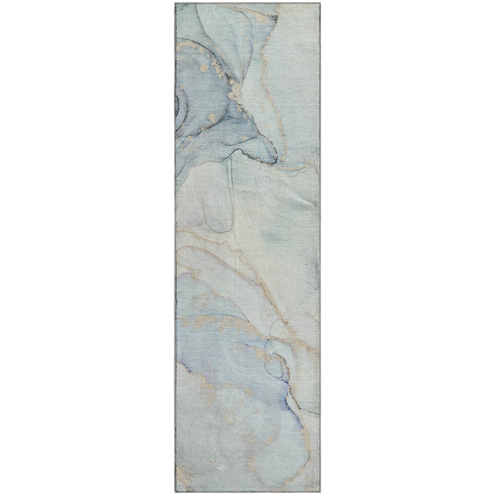 Premium Machine Washable Mayfield  Sky 2'3" x 7'6" Runner Rug. Picture 1