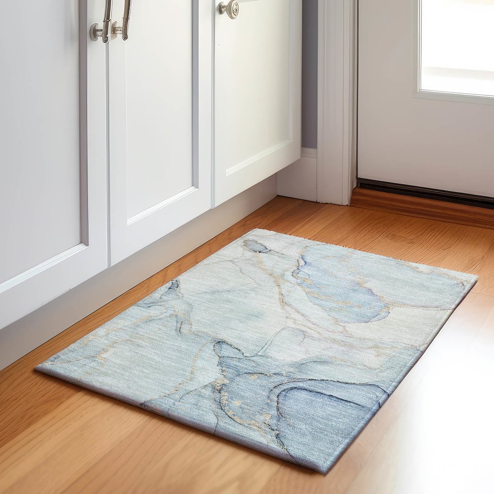 Premium Machine Washable Mayfield  Sky 1'8" x 2'6" Rug. Picture 5