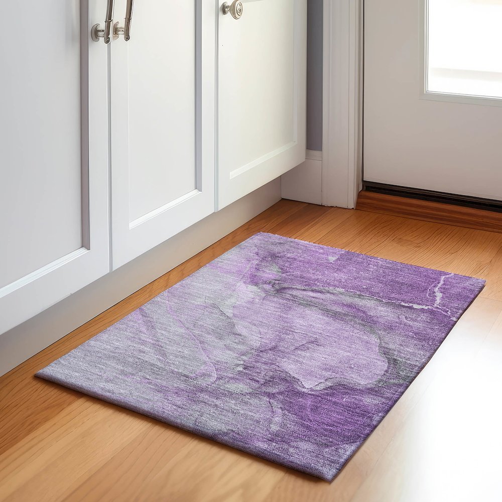 Premium Machine Washable Mayfield  Lilac 1'8" x 2'6" Rug. Picture 5
