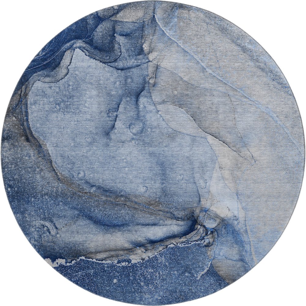 Premium Machine Washable Mayfield  Navy 8' x 8' Round Rug. Picture 1