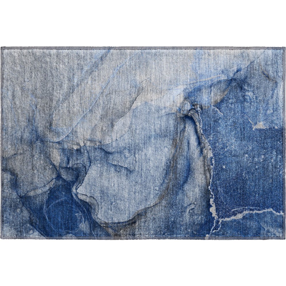 Premium Machine Washable Mayfield  Navy 1'8" x 2'6" Rug. Picture 1