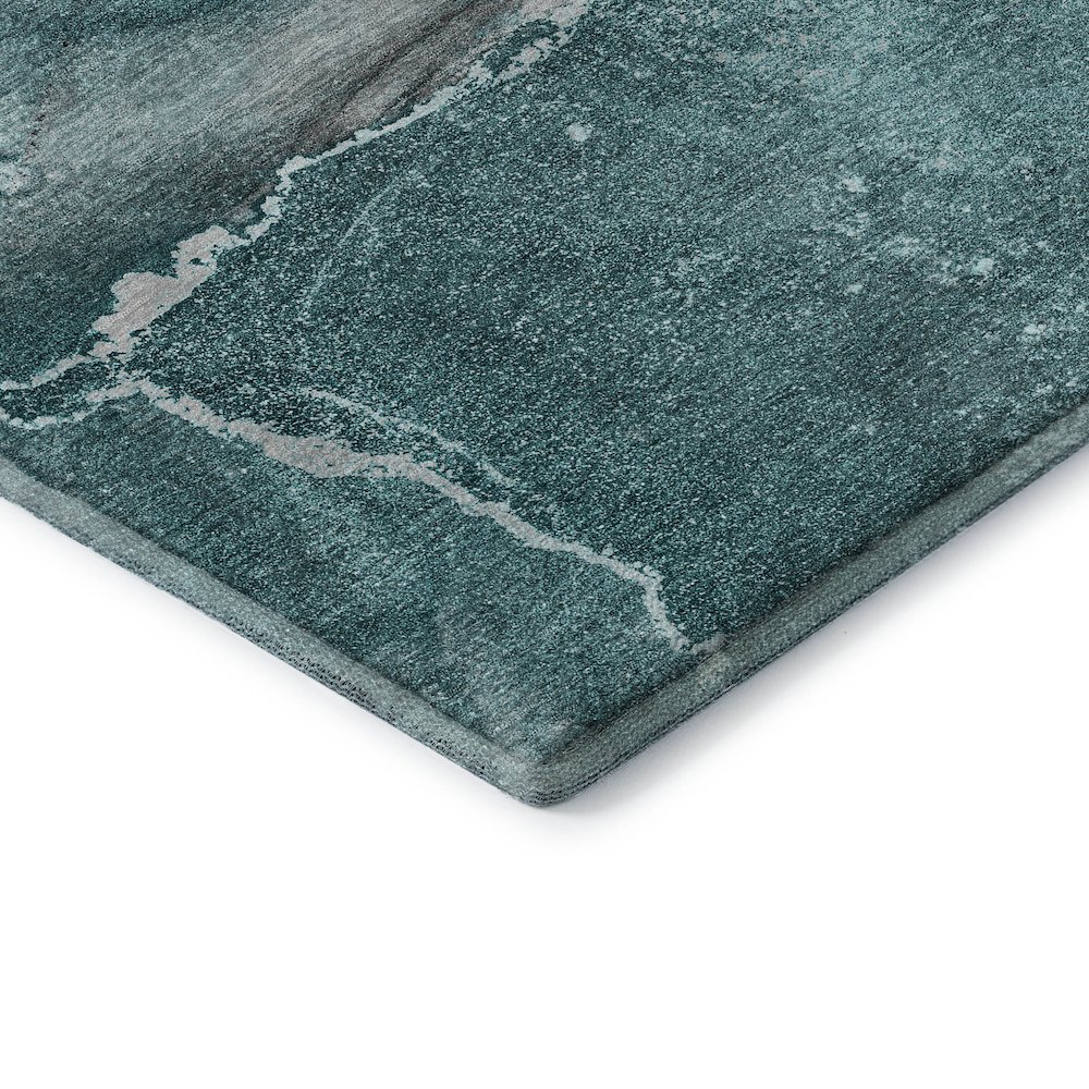 Premium Machine Washable Mayfield  Teal 1'8" x 2'6" Rug. Picture 3