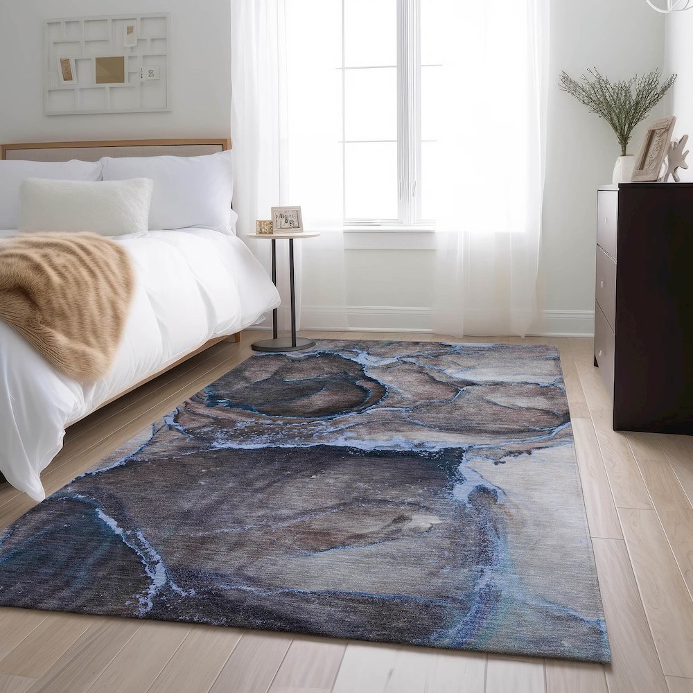 Premium Machine Washable Mayfield  Navy 2'6" x 3'10" Rug. Picture 5