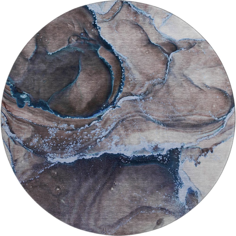 Premium Machine Washable Mayfield  Navy 8' x 8' Round Rug. Picture 1
