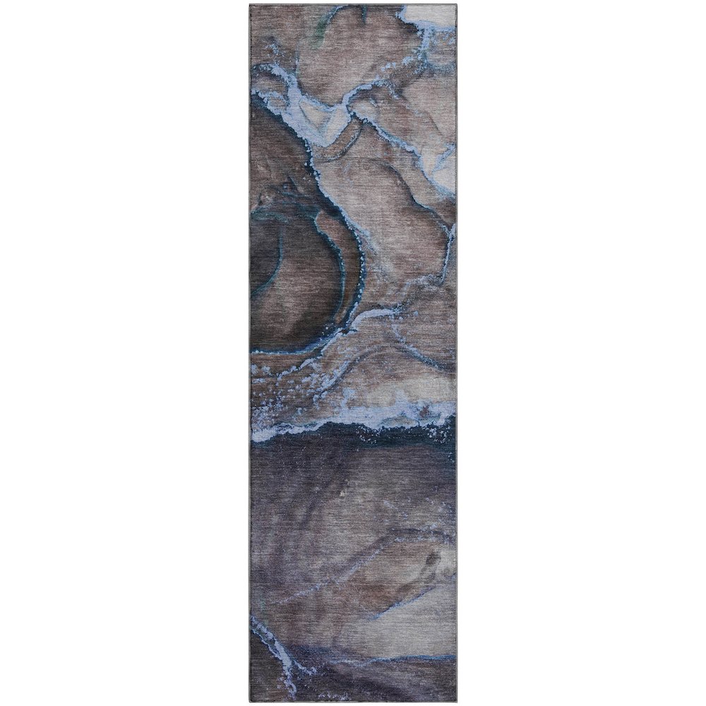 Premium Machine Washable Mayfield  Navy 2'3" x 7'6" Runner Rug. Picture 1