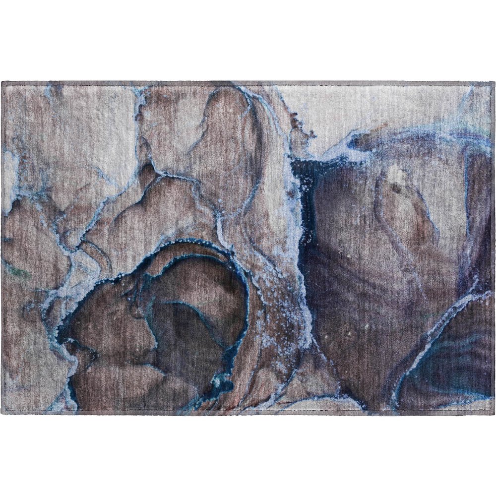 Premium Machine Washable Mayfield  Navy 1'8" x 2'6" Rug. Picture 1