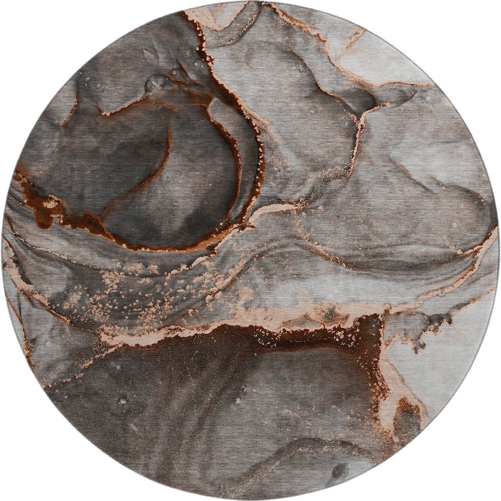 Premium Machine Washable Mayfield  Peach 8' x 8' Round Rug. Picture 1