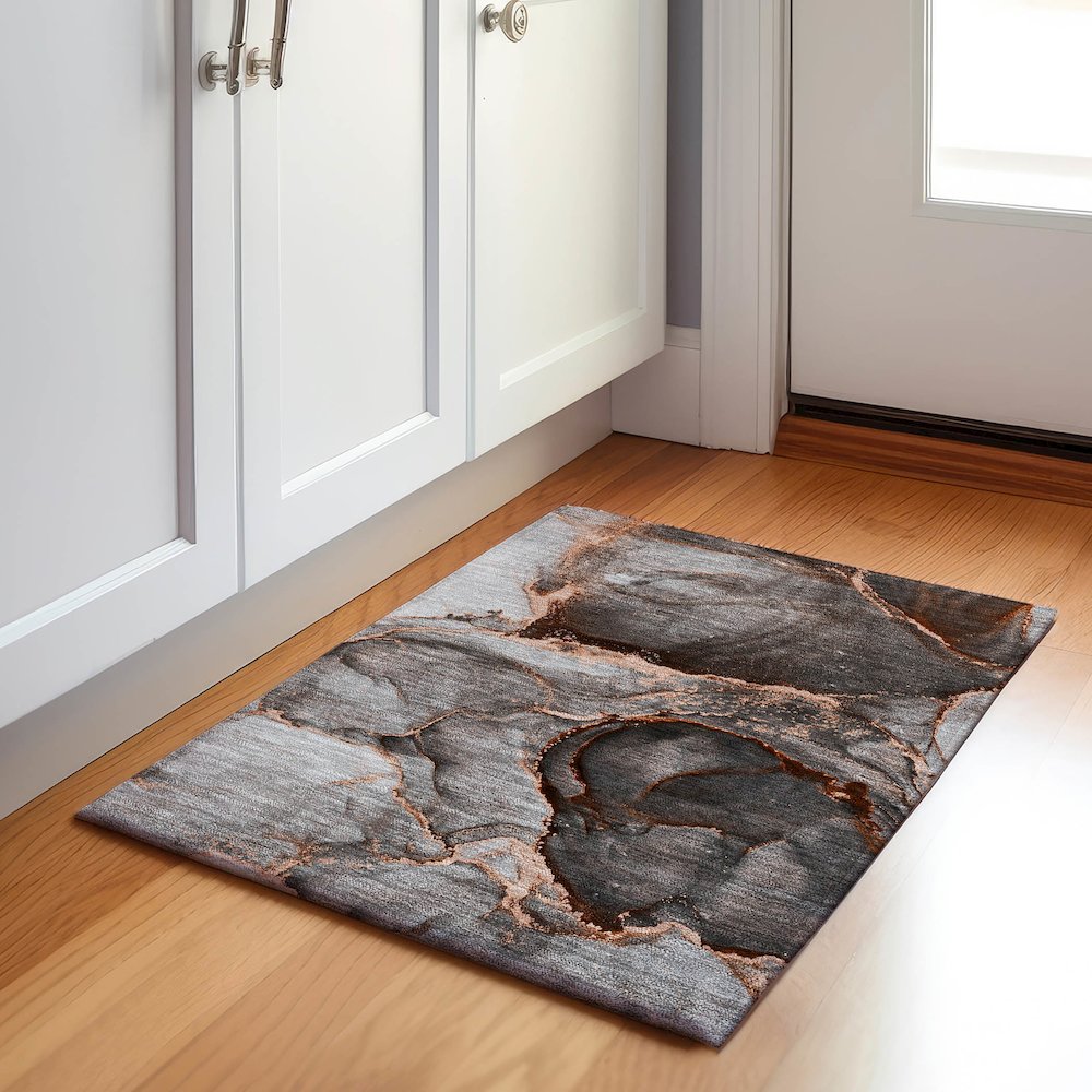 Premium Machine Washable Mayfield  Peach 1'8" x 2'6" Rug. Picture 5