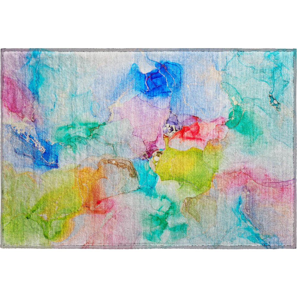 Premium Machine Washable Mayfield  Blue 1'8" x 2'6" Rug. Picture 1