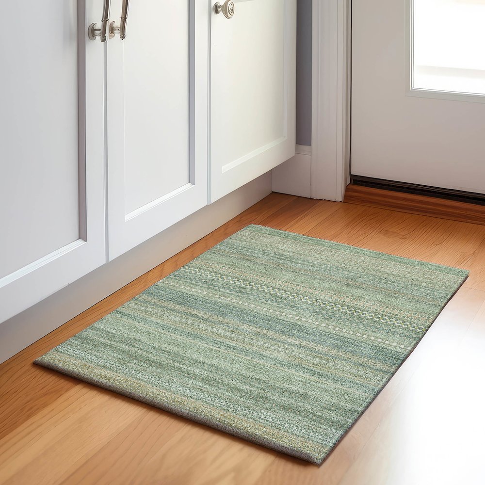 Premium Machine Washable Mayfield  Aloe 1'8" x 2'6" Rug. Picture 5