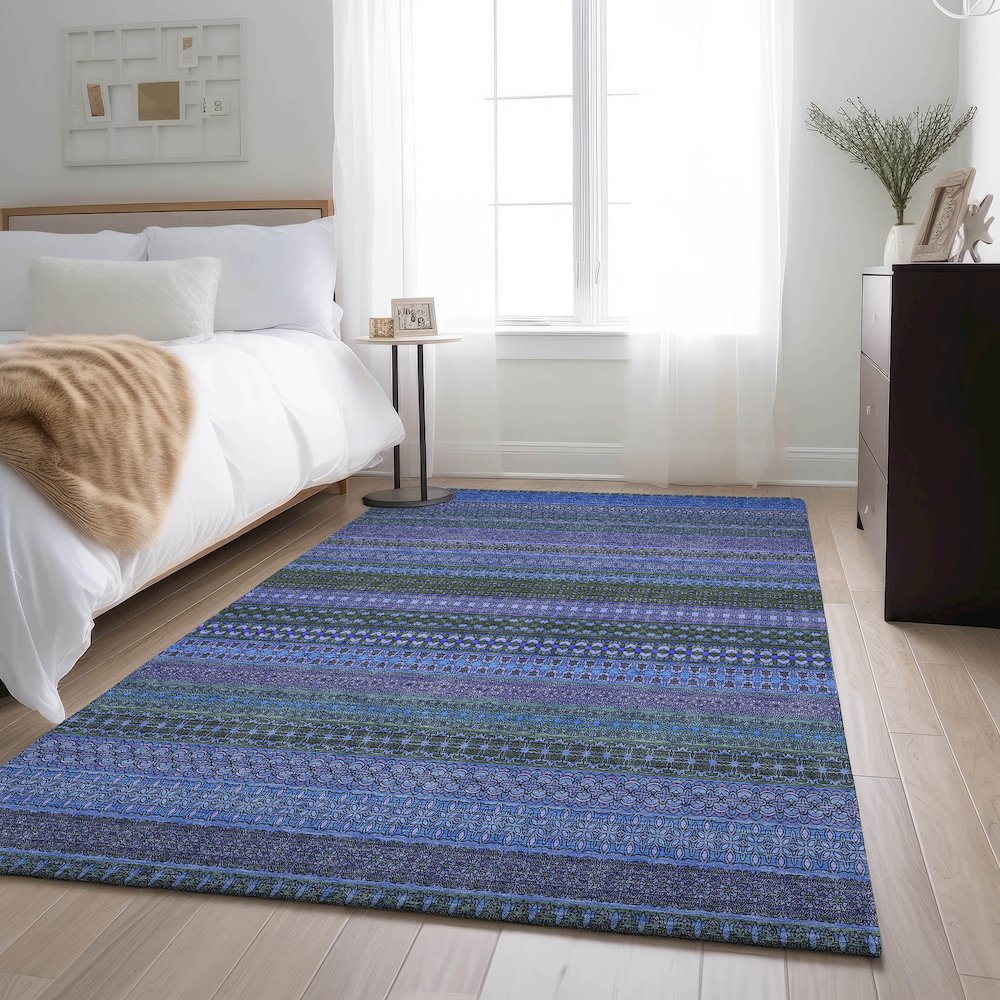 Premium Machine Washable Mayfield  Blue 2'6" x 3'10" Rug. Picture 5