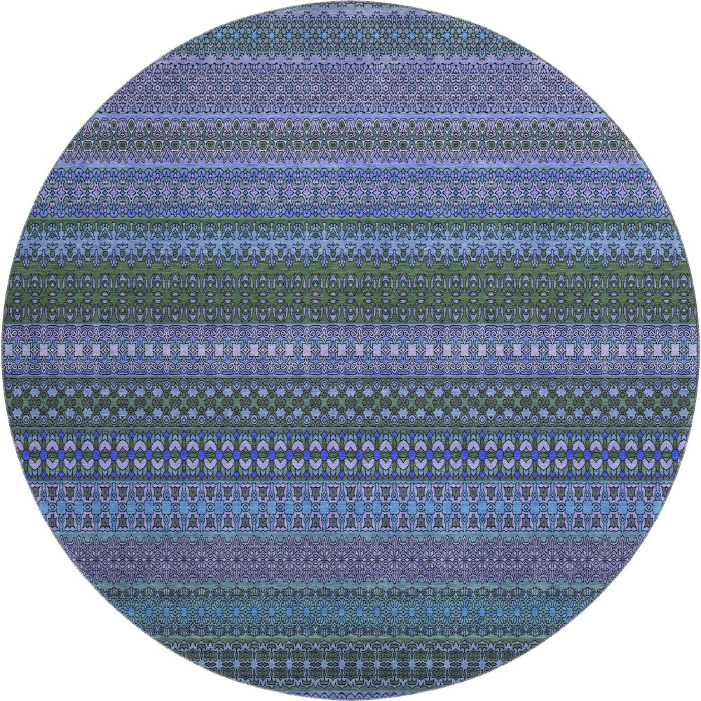 Premium Machine Washable Mayfield  Blue 8' x 8' Round Rug. Picture 1