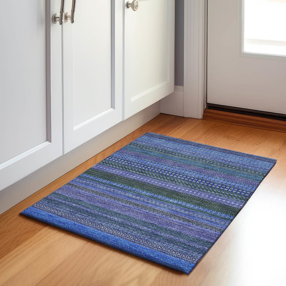 Premium Machine Washable Mayfield  Blue 1'8" x 2'6" Rug. Picture 5