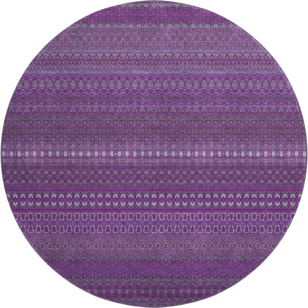 Premium Machine Washable Mayfield  Eggplant 8' x 8' Round Rug. Picture 1