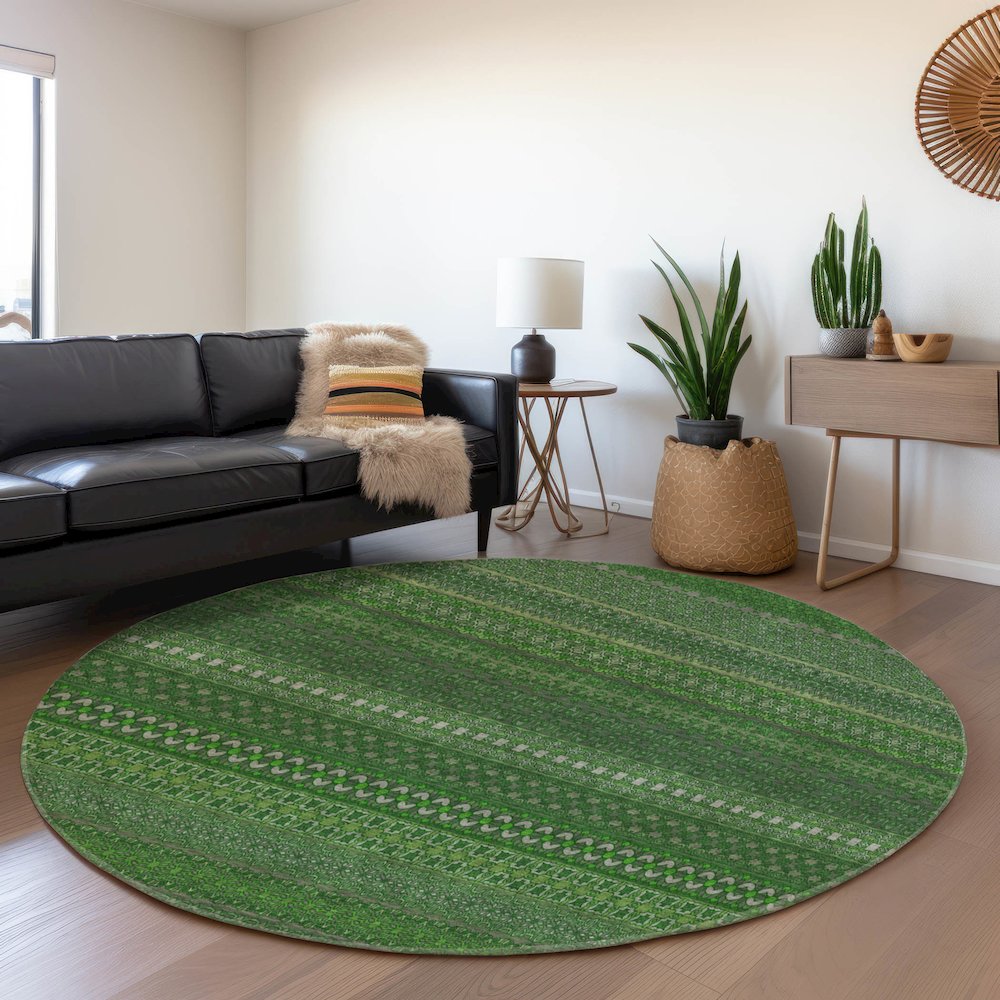 Premium Machine Washable Mayfield  Fern 8' x 8' Round Rug. Picture 5