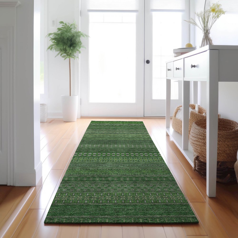 Premium Machine Washable Mayfield  Fern 2'3" x 7'6" Runner Rug. Picture 5