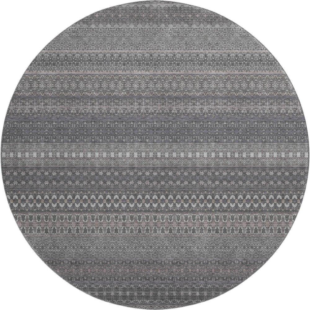 Premium Machine Washable Mayfield  Gray 8' x 8' Round Rug. Picture 1
