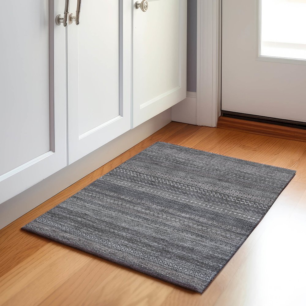 Premium Machine Washable Mayfield  Gray 1'8" x 2'6" Rug. Picture 5