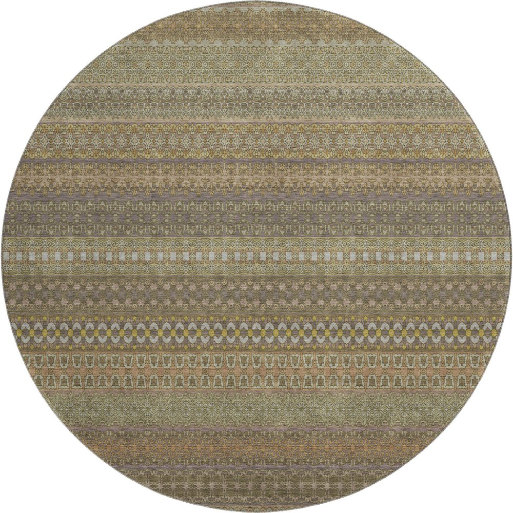 Premium Machine Washable Mayfield  Khaki 8' x 8' Round Rug. Picture 1