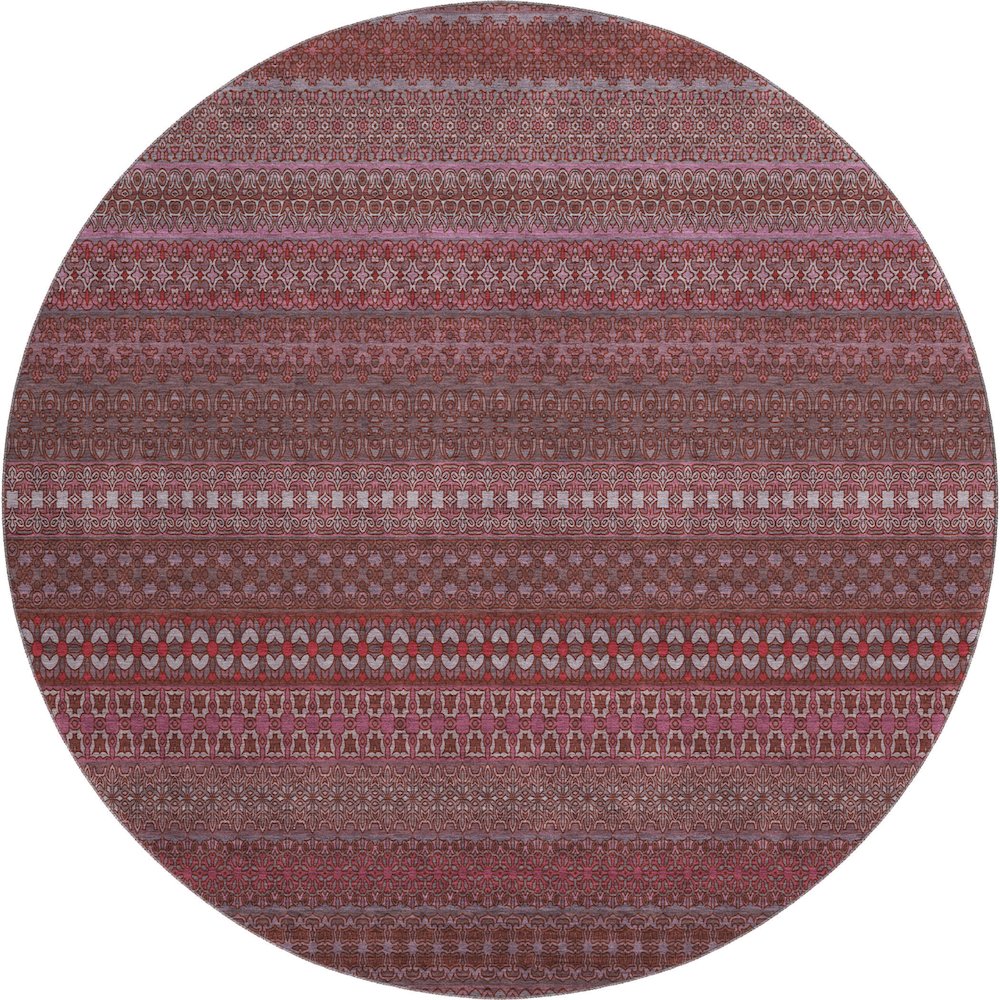 Premium Machine Washable Mayfield  Merlot 8' x 8' Round Rug. Picture 1
