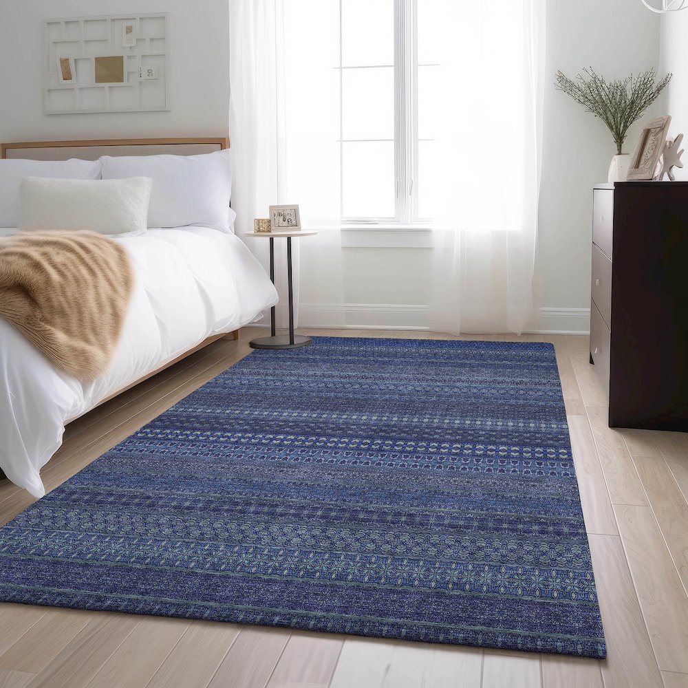Premium Machine Washable Mayfield  Navy 2'6" x 3'10" Rug. Picture 5