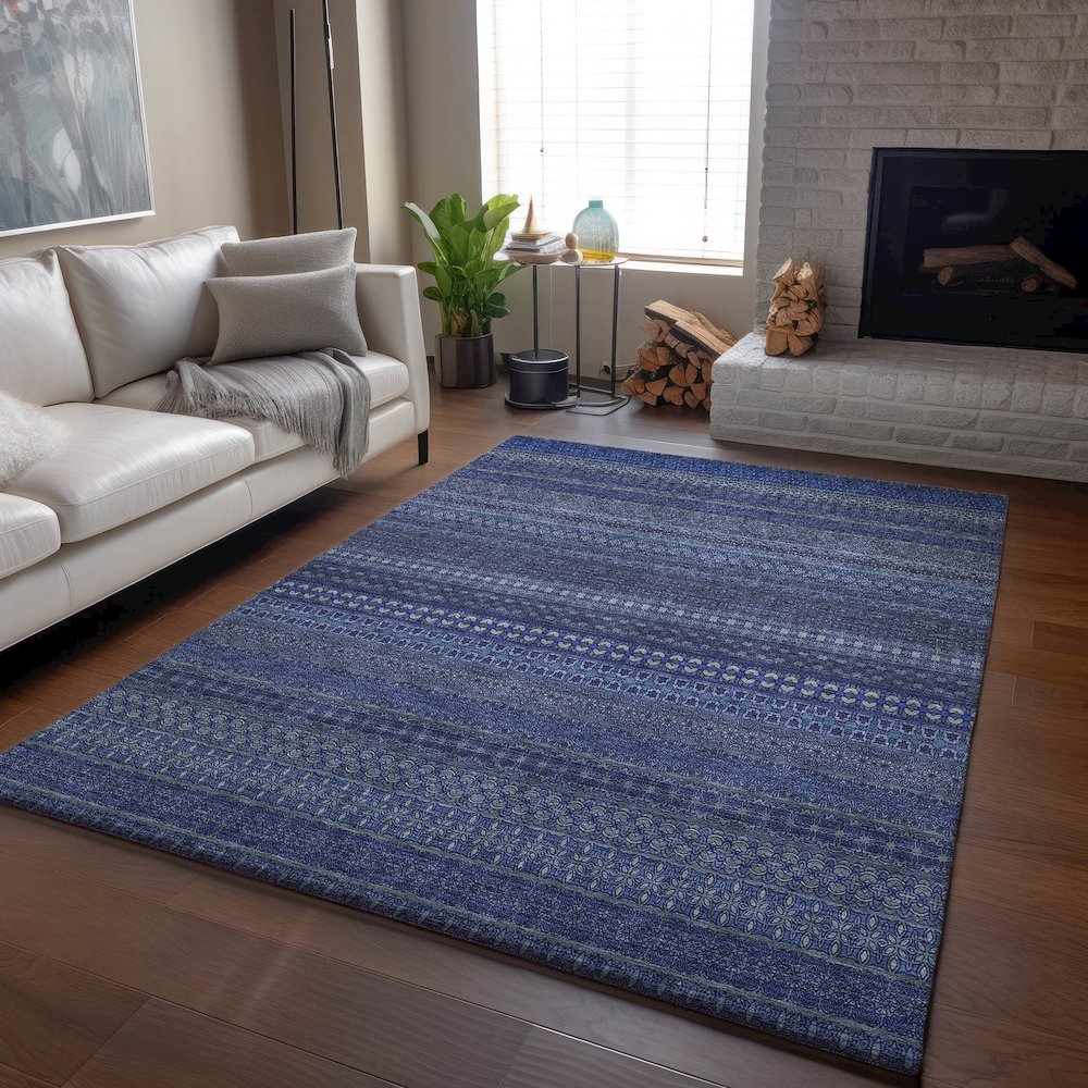 Premium Machine Washable Mayfield  Navy 2'6" x 3'10" Rug. Picture 6