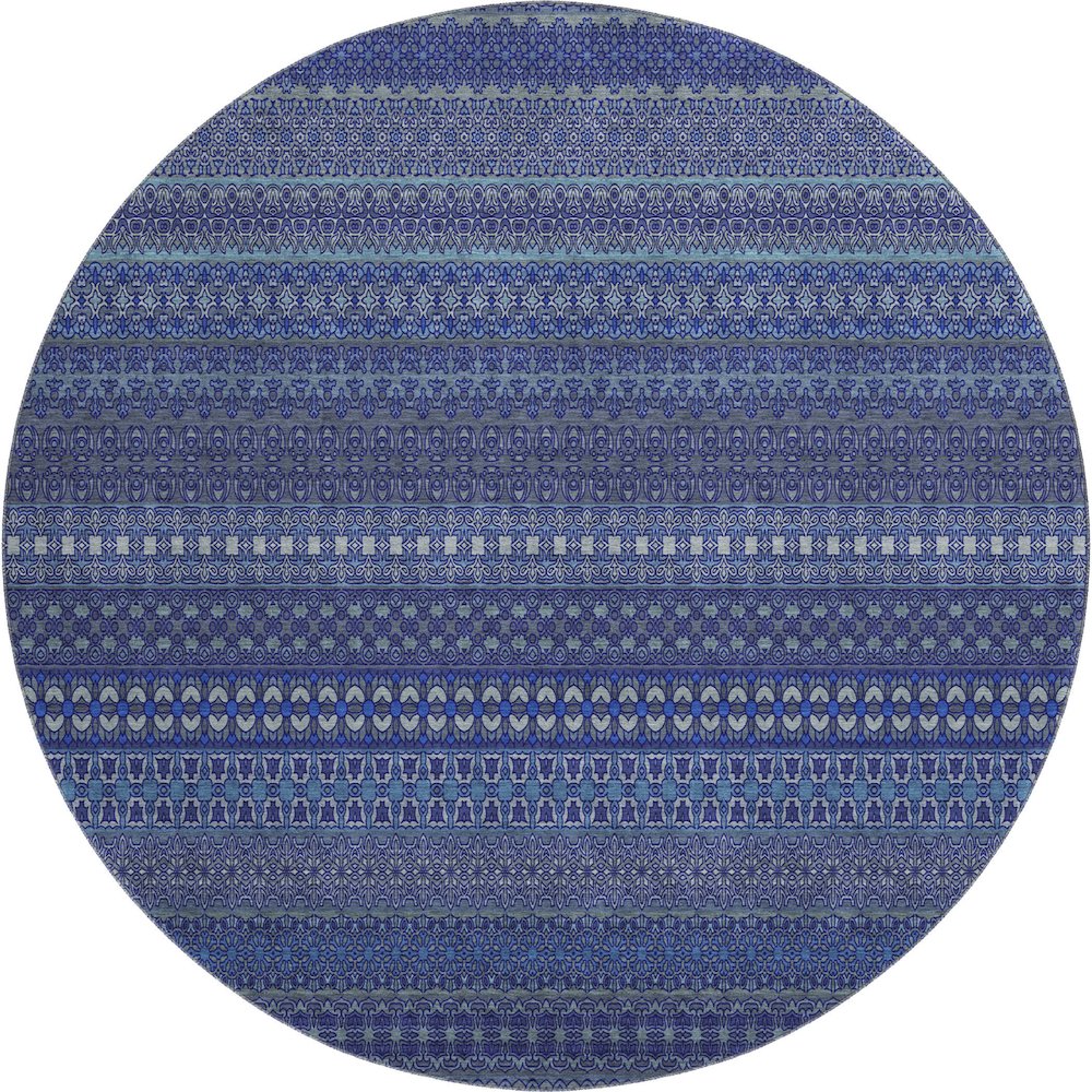 Premium Machine Washable Mayfield  Navy 8' x 8' Round Rug. Picture 1
