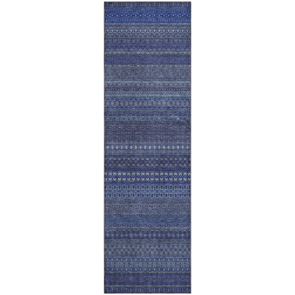 Premium Machine Washable Mayfield  Navy 2'3" x 7'6" Runner Rug. Picture 1