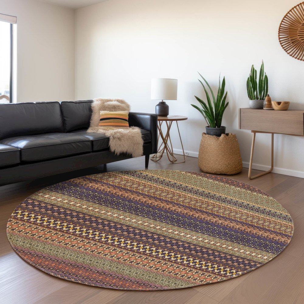 Premium Machine Washable Mayfield  Paprika 8' x 8' Round Rug. Picture 5