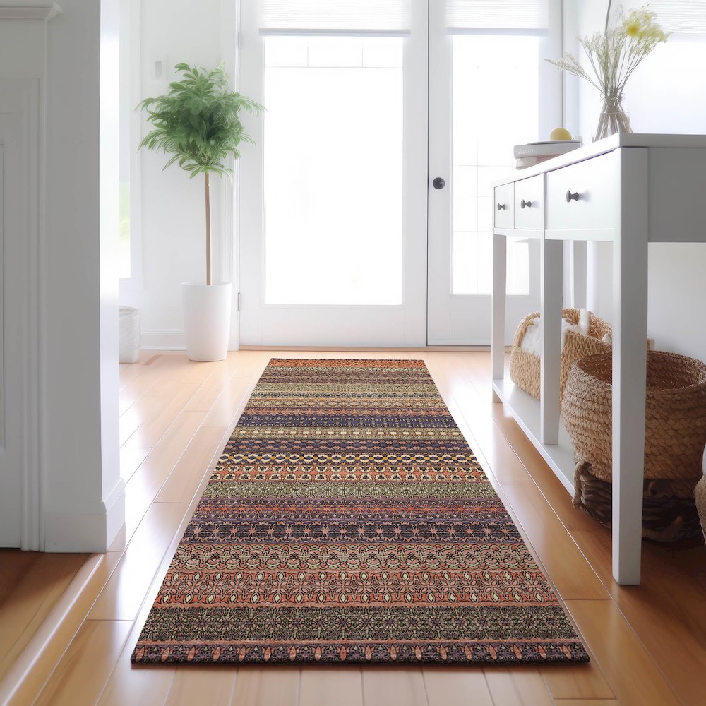 Premium Machine Washable Mayfield  Paprika 2'3" x 7'6" Runner Rug. Picture 5