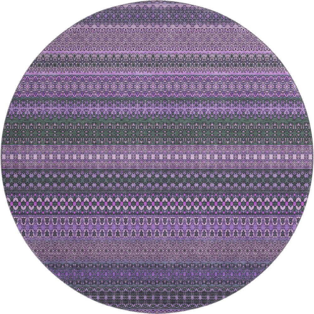 Premium Machine Washable Mayfield  Purple 8' x 8' Round Rug. Picture 1