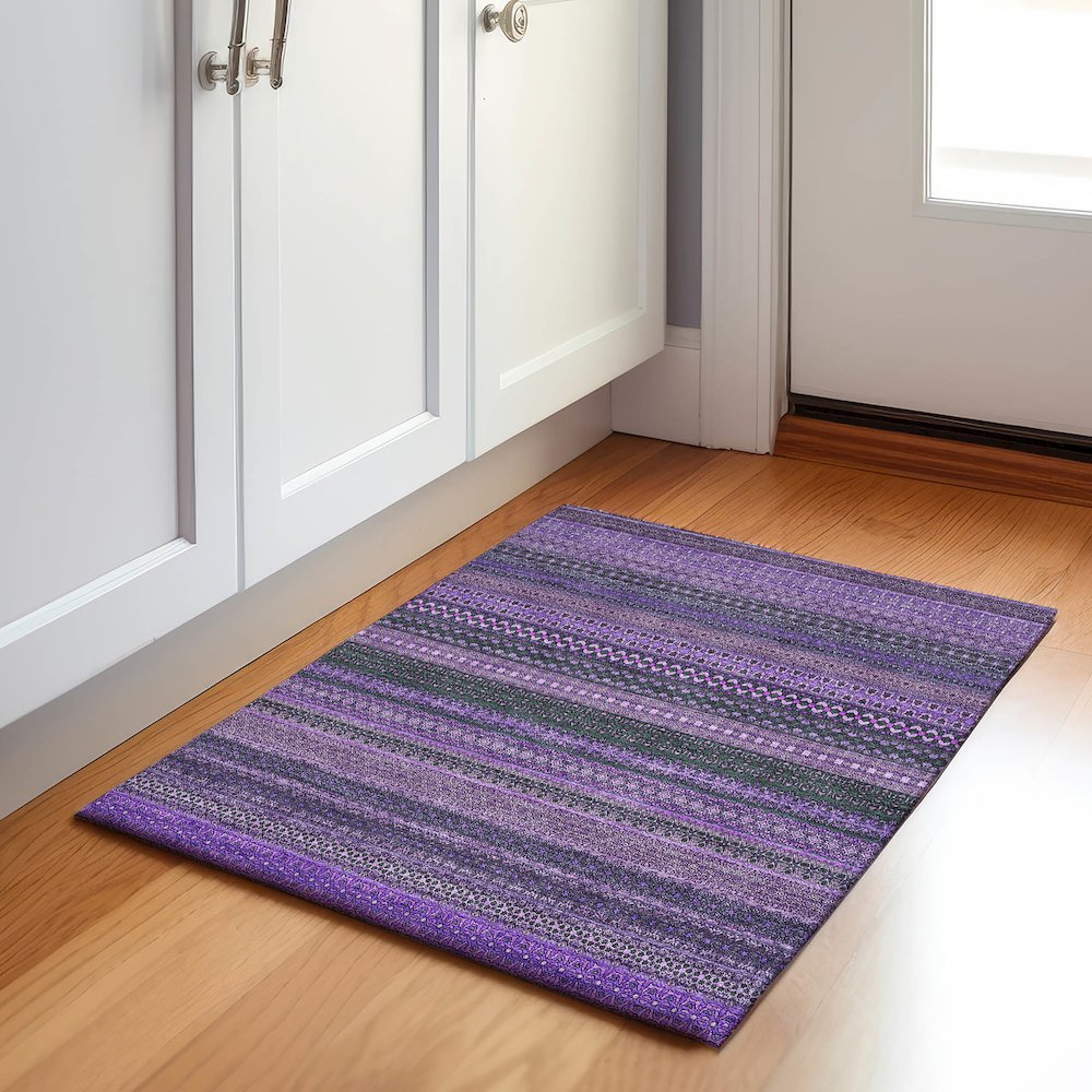 Premium Machine Washable Mayfield  Purple 1'8" x 2'6" Rug. Picture 5