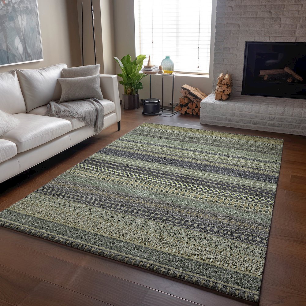 Premium Machine Washable Mayfield  Sage 2'6" x 3'10" Rug. Picture 6
