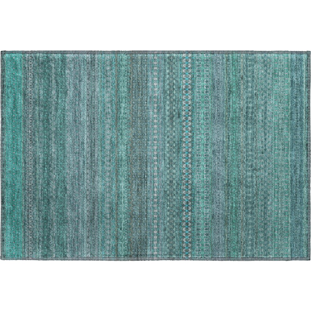 Premium Machine Washable Mayfield  Turquoise 1'8" x 2'6" Rug. Picture 1