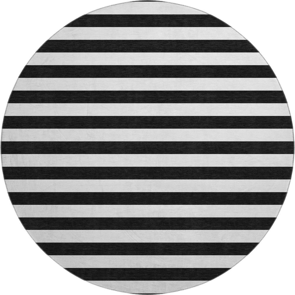 Premium Machine Washable Mayfield  Black 8' x 8' Round Rug. Picture 1