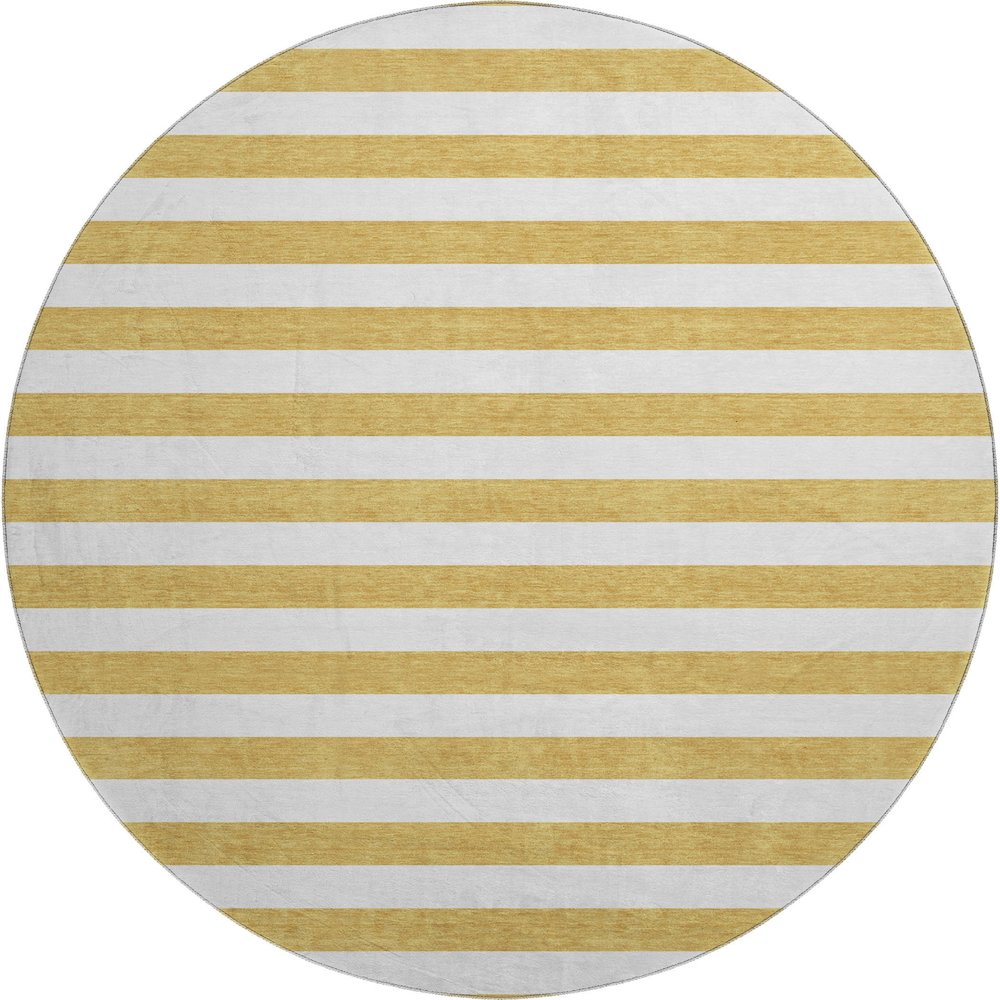 Premium Machine Washable Mayfield  Gold 8' x 8' Round Rug. Picture 1