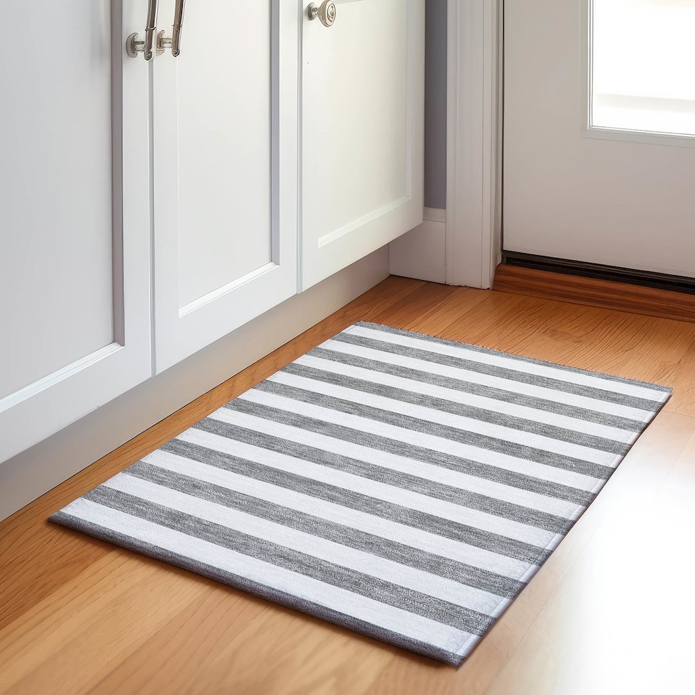 Premium Machine Washable Mayfield  Gray 1'8" x 2'6" Rug. Picture 5