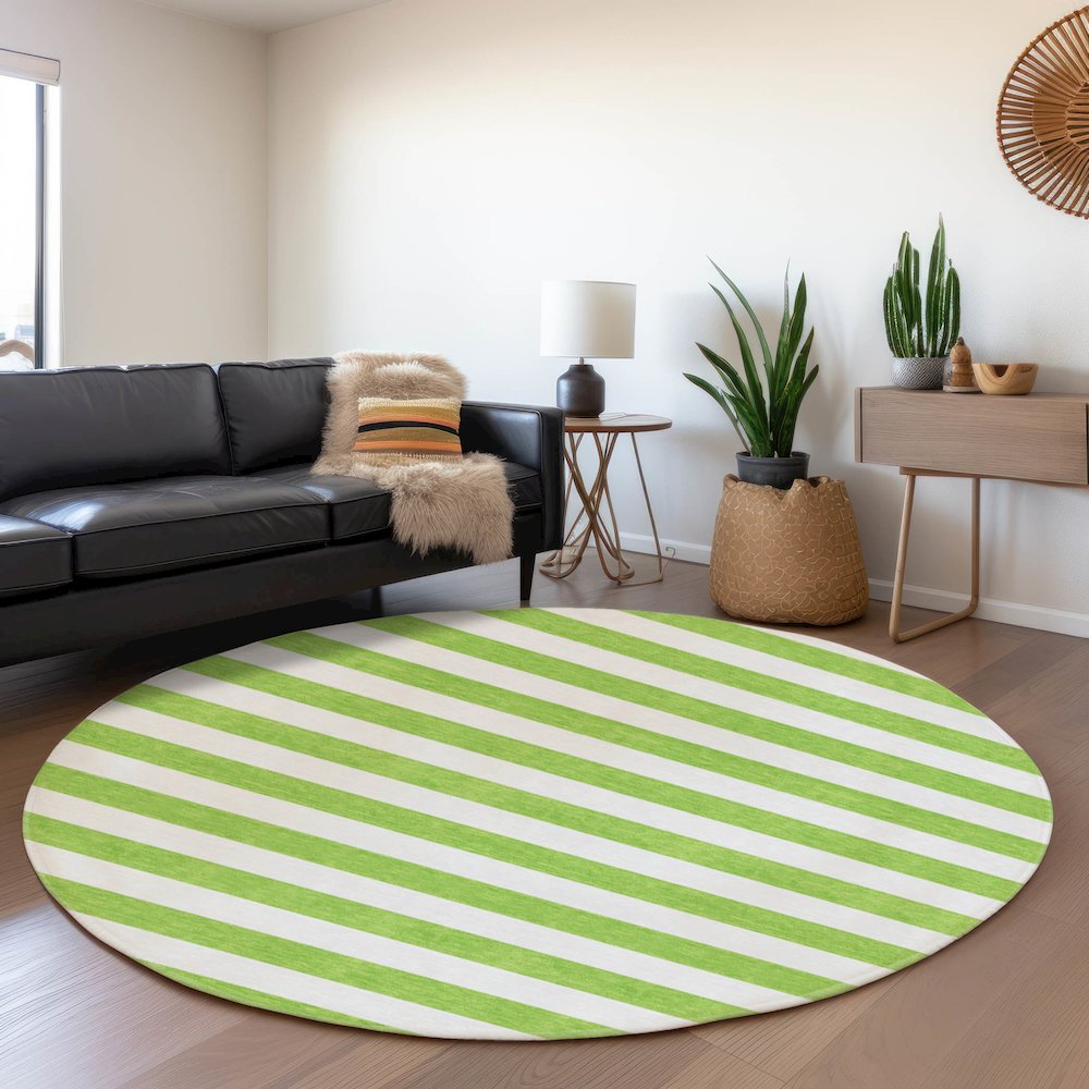 Premium Machine Washable Mayfield  Lime 8' x 8' Round Rug. Picture 5