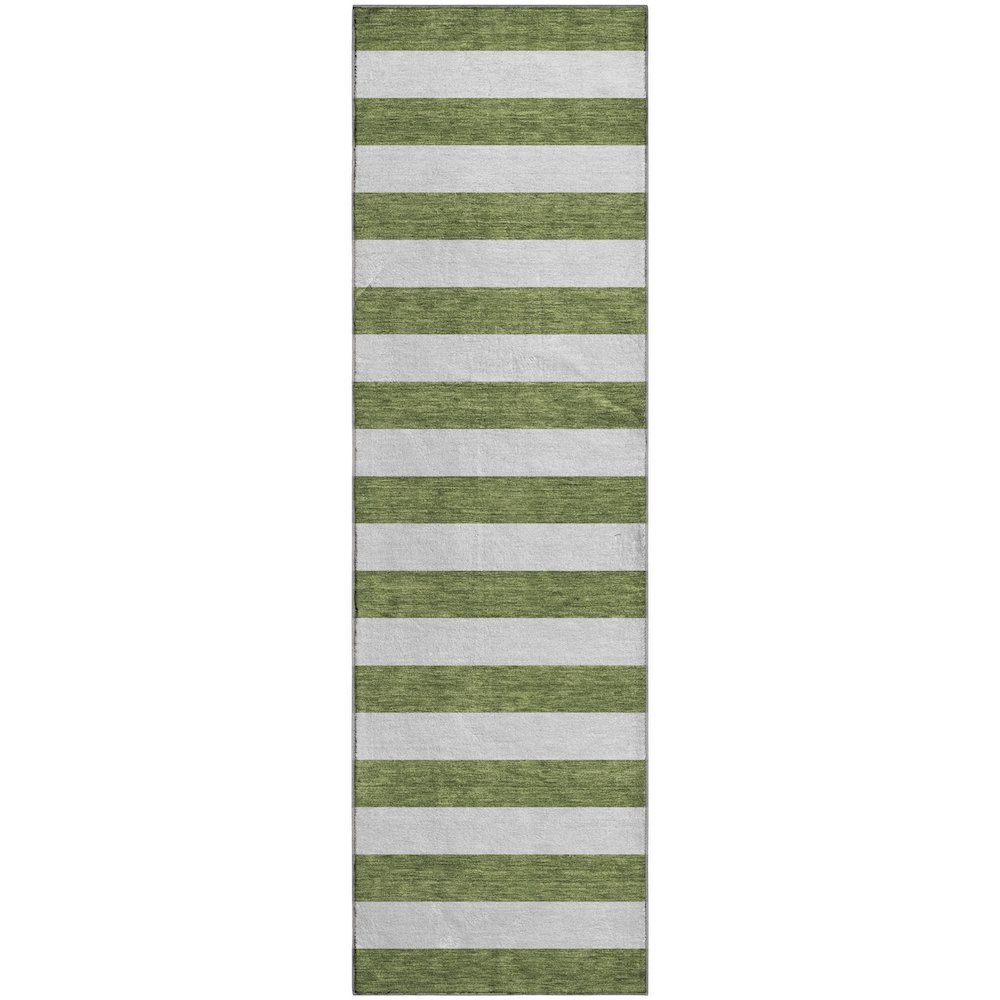 Premium Machine Washable Mayfield  Olive 2'3" x 7'6" Runner Rug. Picture 1