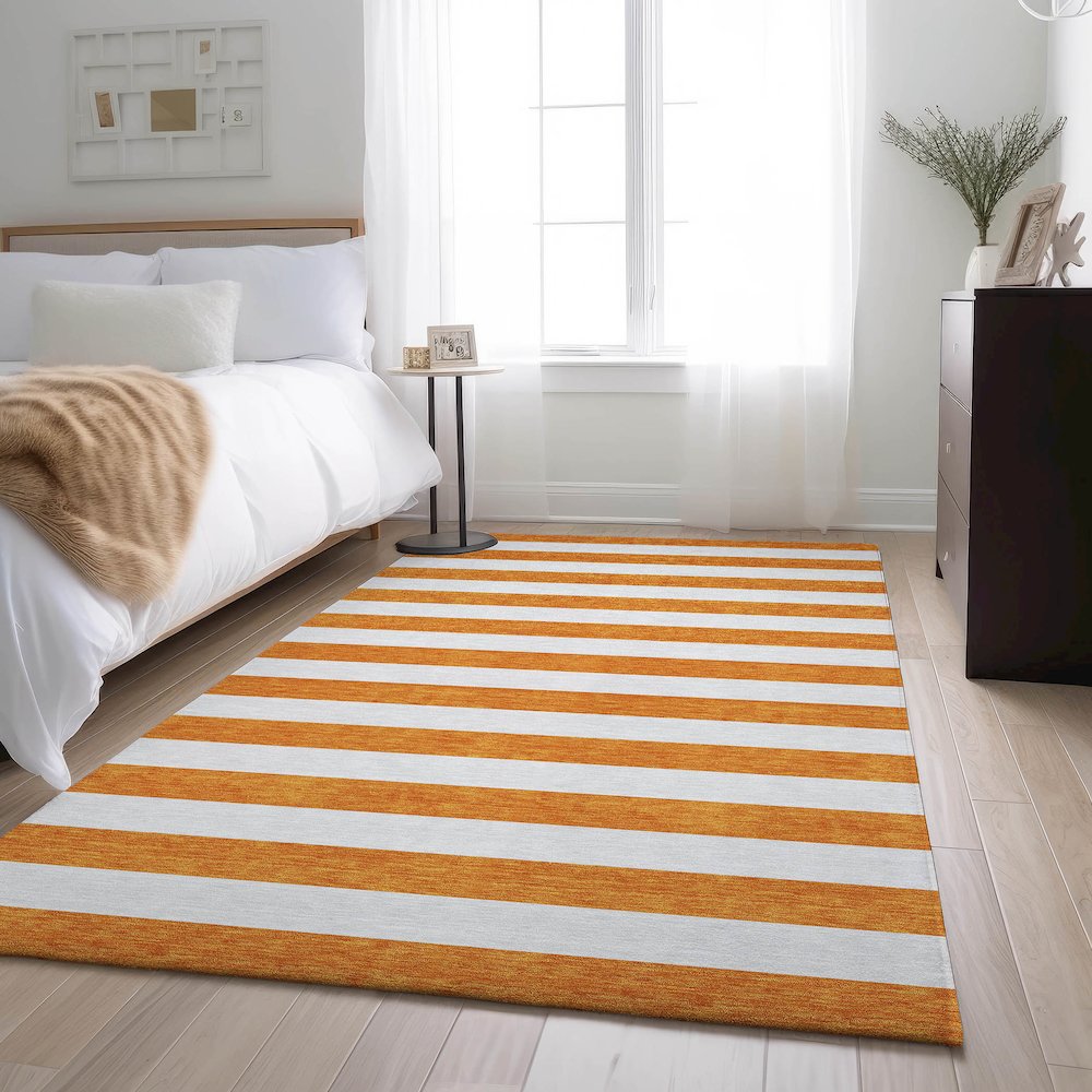 Premium Machine Washable Mayfield  Orange 2'6" x 3'10" Rug. Picture 5