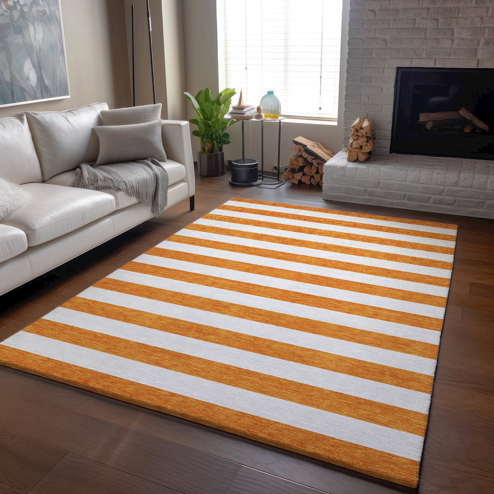 Premium Machine Washable Mayfield  Orange 2'6" x 3'10" Rug. Picture 6
