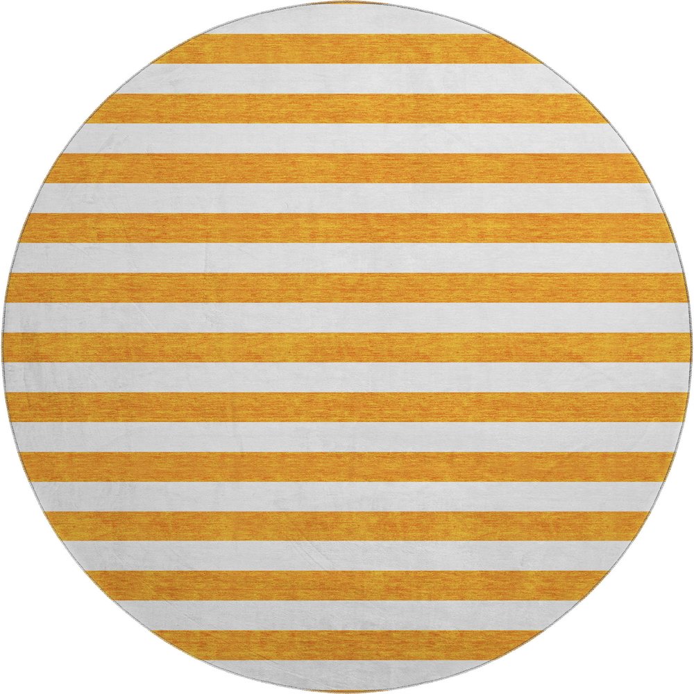 Premium Machine Washable Mayfield  Orange 8' x 8' Round Rug. Picture 1