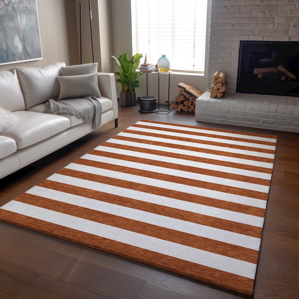 Premium Machine Washable Mayfield  Paprika 2'6" x 3'10" Rug. Picture 6