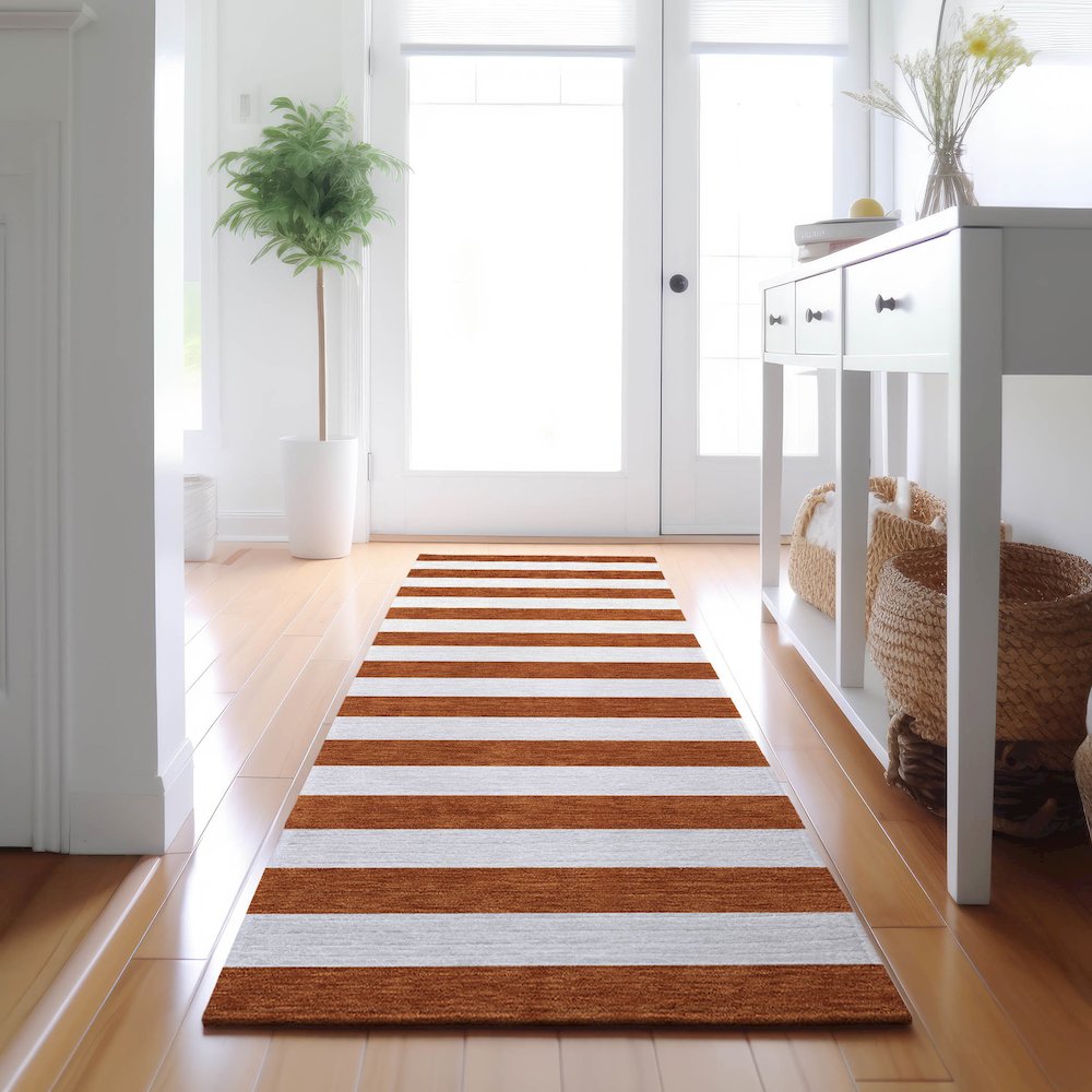 Premium Machine Washable Mayfield  Paprika 2'3" x 7'6" Runner Rug. Picture 5