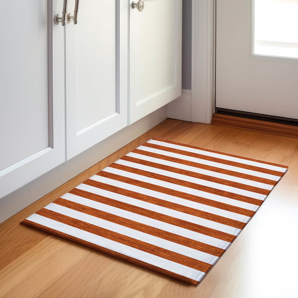 Premium Machine Washable Mayfield  Paprika 1'8" x 2'6" Rug. Picture 5