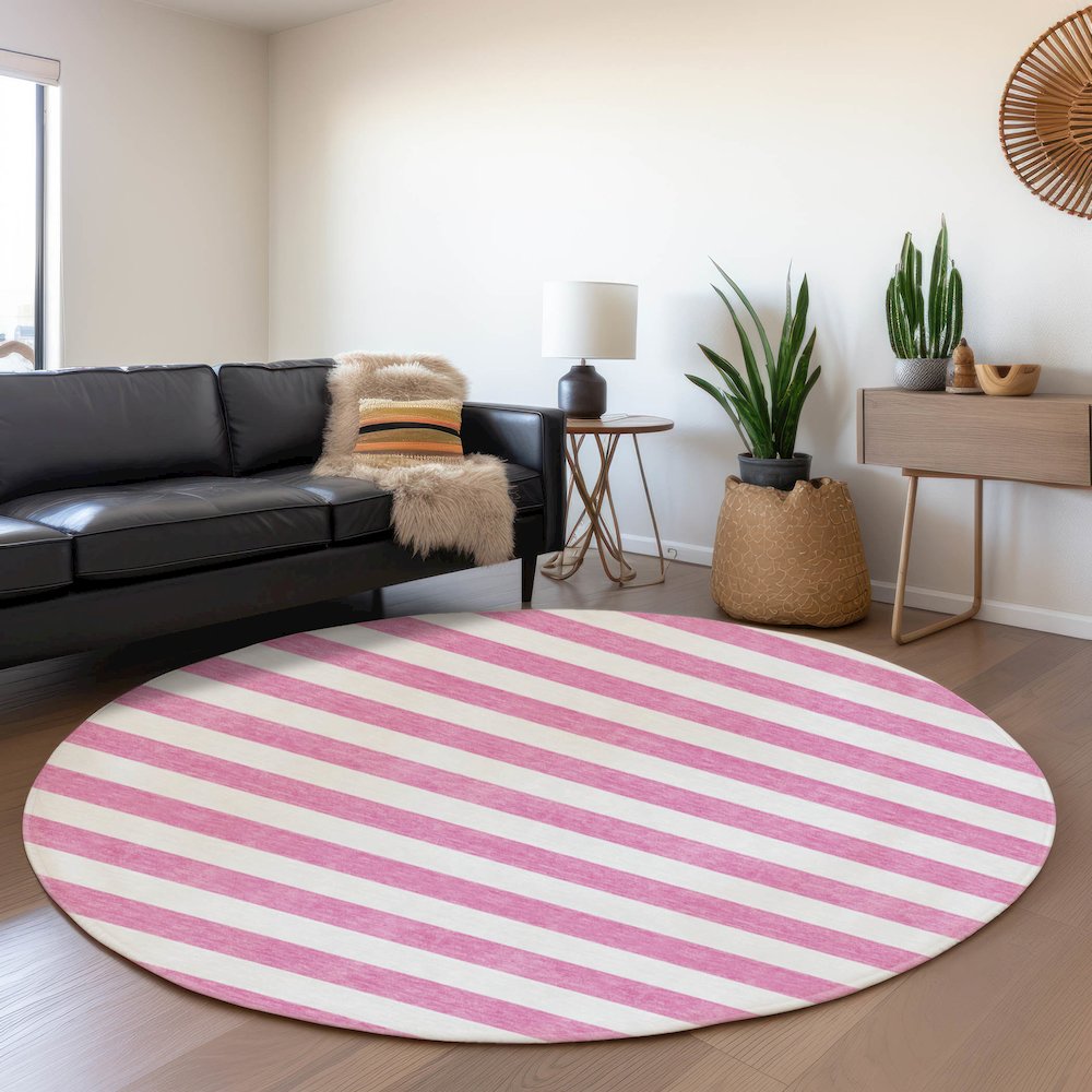 Premium Machine Washable Mayfield  Pink 8' x 8' Round Rug. Picture 5